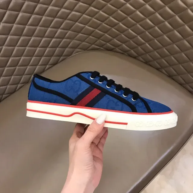 Gucci Tennis 1977 蓝色 GG Monogram Web Stripe 生活方式运动鞋 6