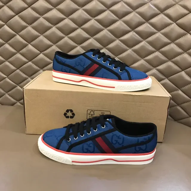 Gucci Tennis 1977 蓝色 GG Monogram Web Stripe 生活方式运动鞋 8