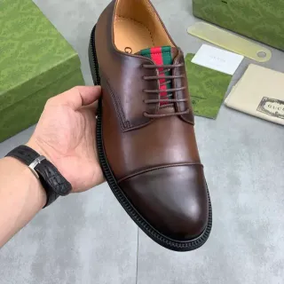Gucci Tennis 1977 Marron Noir Cap-Toe Ridged Rubber Sole Oxford Shoes