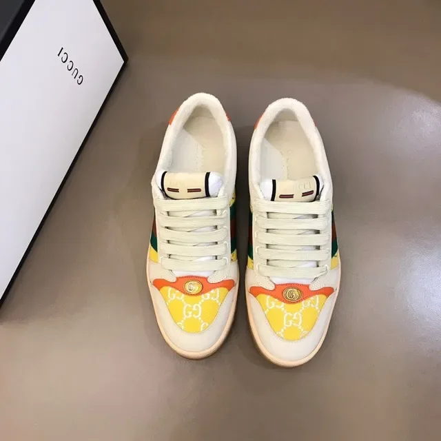 Gucci Tennis 1977 كريم برتقالي أخضر أحمر أصفر أسلوب حياة أحذية رياضية 6