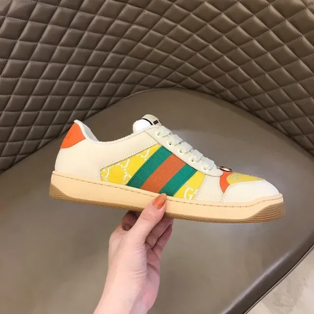 Gucci Tennis 1977 كريم برتقالي أخضر أحمر أصفر أسلوب حياة أحذية رياضية 8