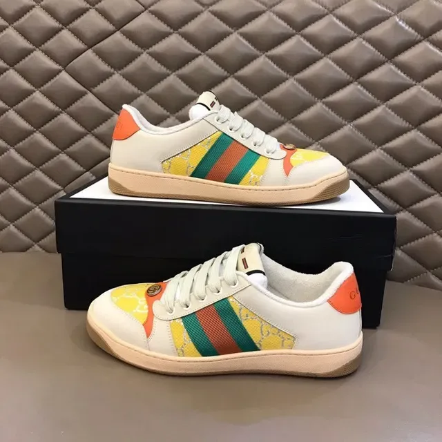 Gucci Tennis 1977 كريم برتقالي أخضر أحمر أصفر أسلوب حياة أحذية رياضية 9