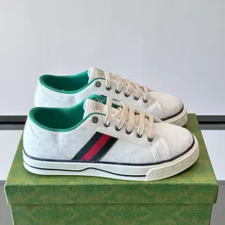 Gucci Tennis 1977 blanco roto malla verde rojo estilo de vida zapatillas