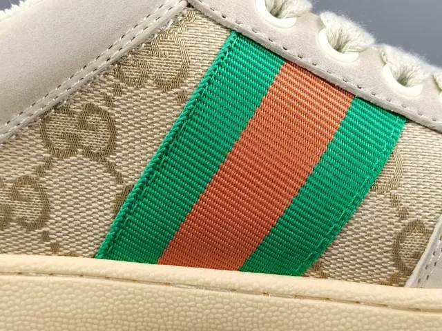 Gucci Tennis 1977 Tênis Lifestyle Off-White Green Red Web 11
