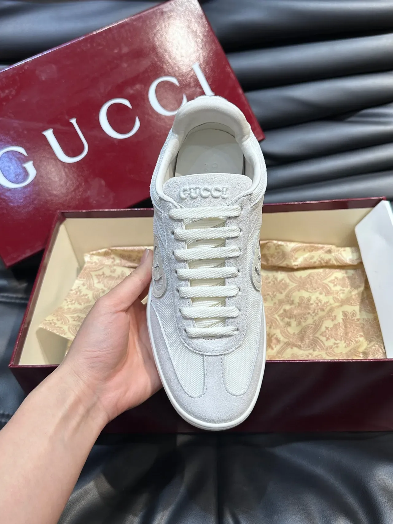 Gucci Tennis 1977 Off-White Suede-Mesh Lifestyle Sneakers 5