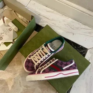 Gucci Tennis 1977 Púrpura GG Monogram Web Stripe Zapatillas Lifestyle