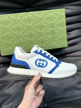 Gucci Tennis 1977 حذاء أسلوب حياة أبيض وأزرق 9