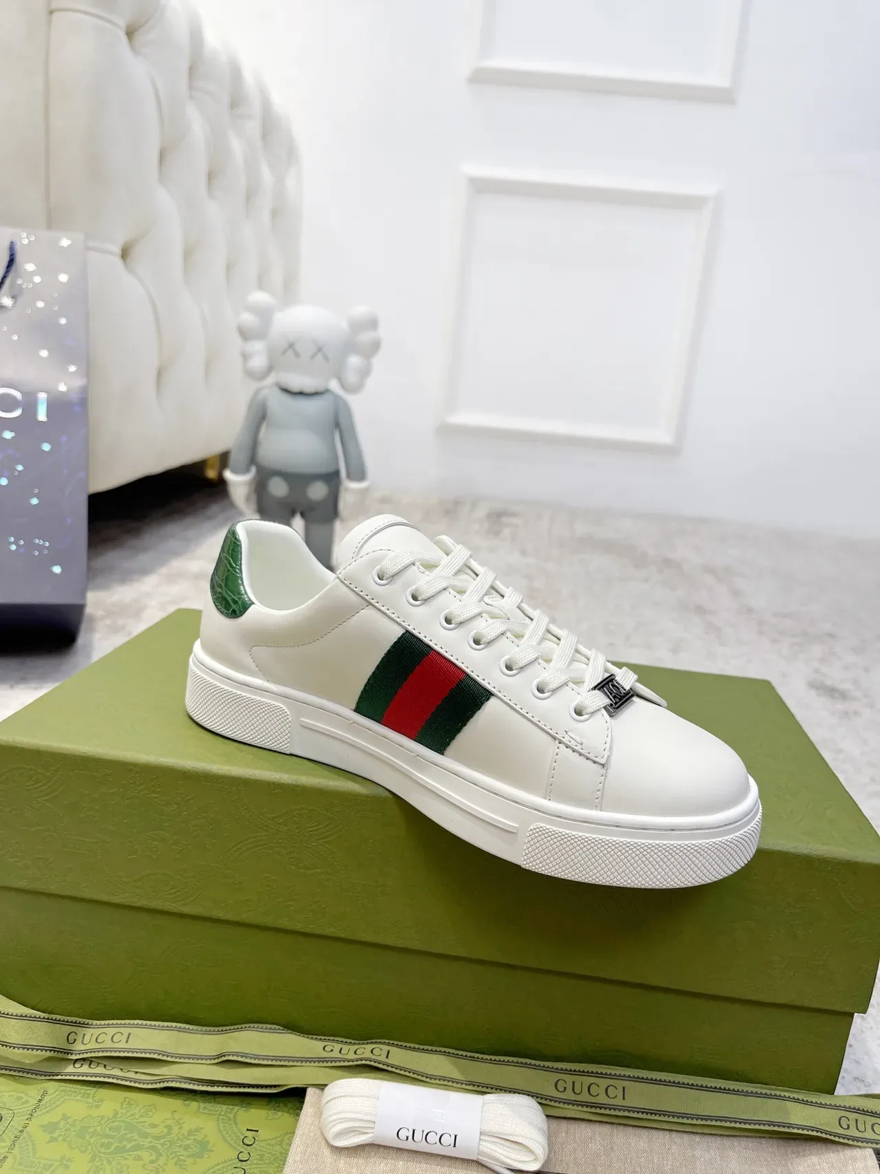Gucci Tennis 1977 সাদা সবুজ লাল Web লाइফস্টাইল স্নিকার্স 3