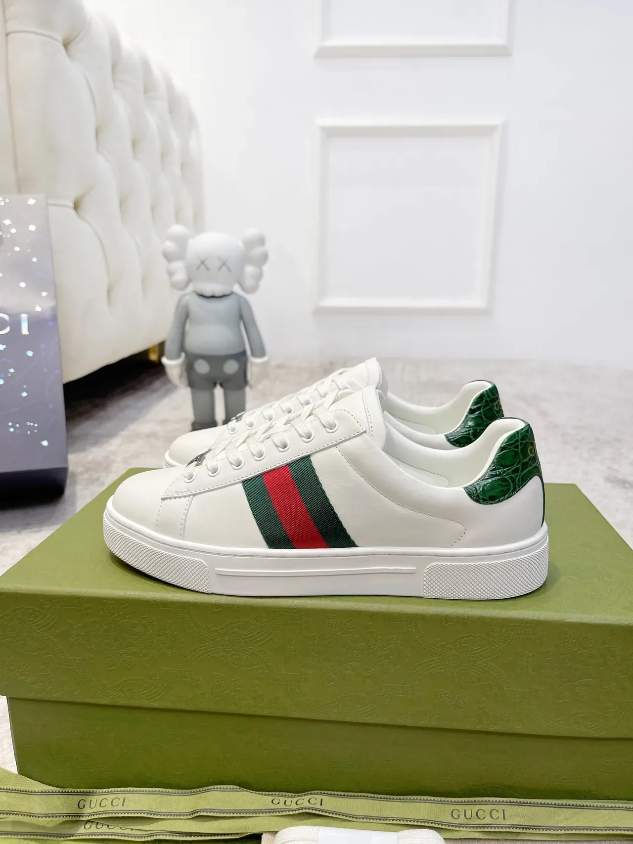 Gucci Tennis 1977 সাদা সবুজ লাল Web লाइফস্টাইল স্নিকার্স 4