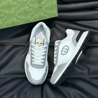 Gucci Blancos Grises Low-Top De Material Mixto En La Parte Superior Zapatos Lifestyle
