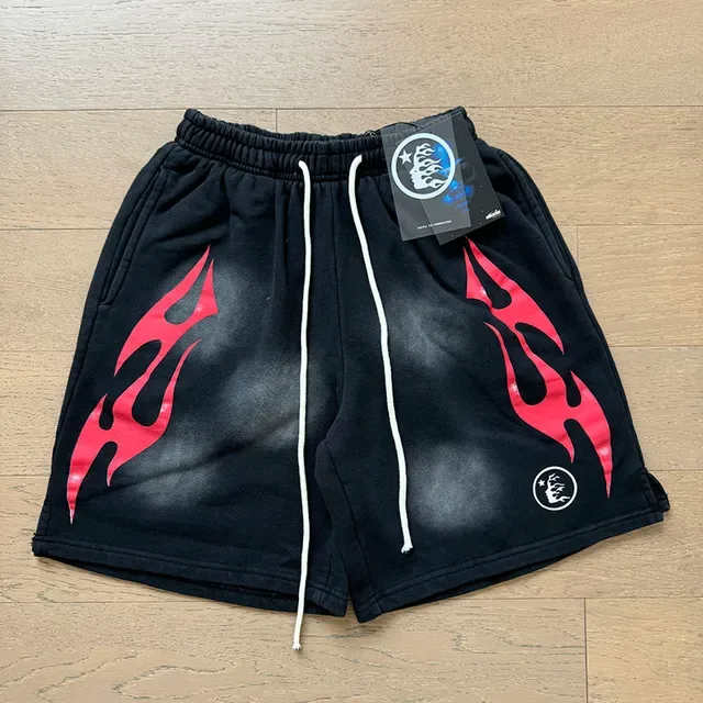 Hellstar Chándal Negro Acid Wash Gráfico de Llama 6