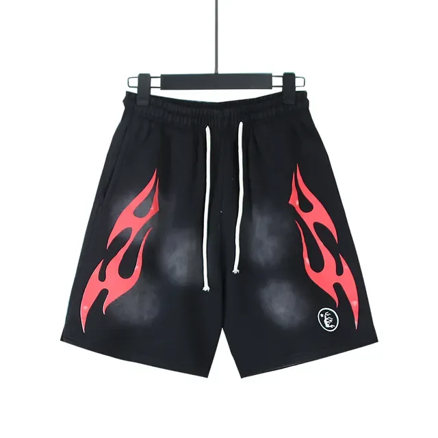 Hellstar Chándal Negro Acid Wash Gráfico de Llama 10