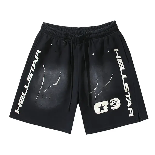 Hellstar Black White Drawstring Waist Vertical Side Branding Shorts 2