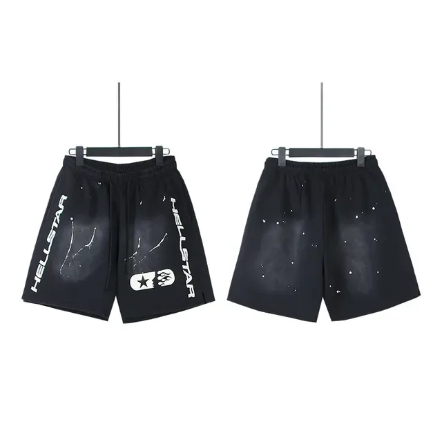Hellstar Black White Drawstring Waist Vertical Side Branding Shorts 4