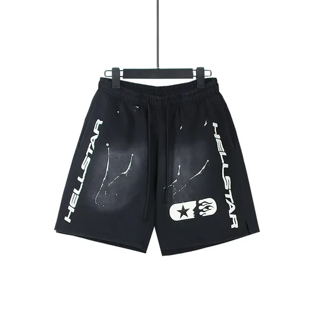 Hellstar Black White Drawstring Waist Vertical Side Branding Shorts 5