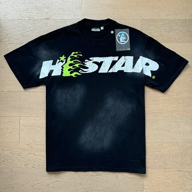 Hellstar火焰图案水洗黑色T恤 5
