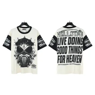 Hellstar Gas Mask Graphic Print Off-White T-Shirt