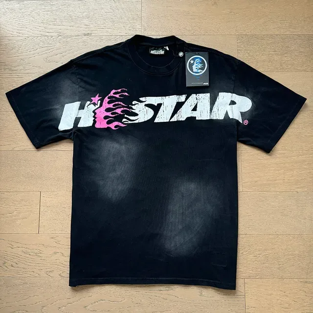 Hellstar 火焰图案印花黑色T恤 2