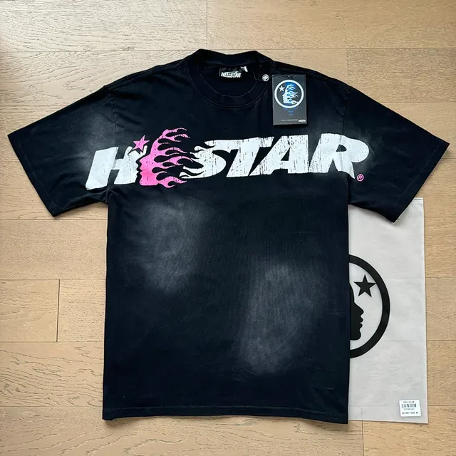 Hellstar 火焰图案印花黑色T恤 3