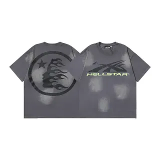 Hellstar Graphic Print Oversized Distressed Gray T-Shirt