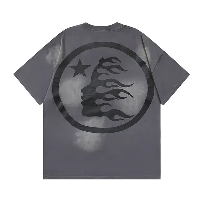 Hellstar Graphic Print Oversized Distressed Gray T-Shirt 3