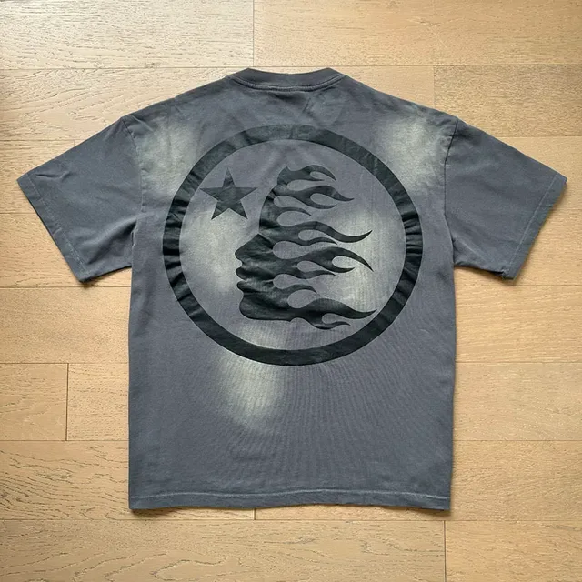 Hellstar Graphic Print Oversized Distressed Gray T-Shirt 10