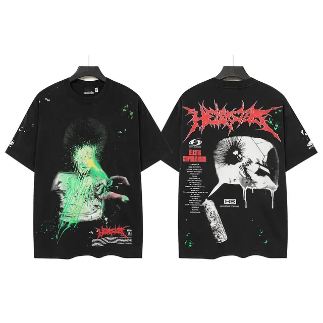 Hellstar Graphic Print Splatter Effect Black T-Shirt 2