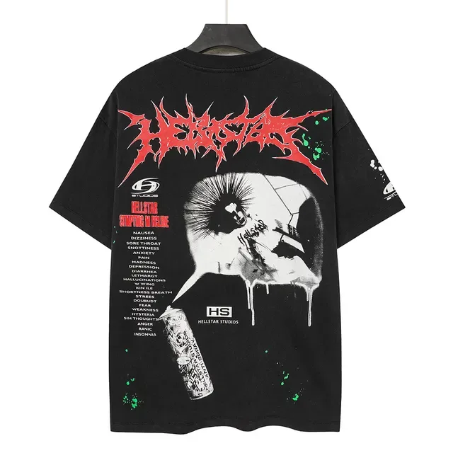 Hellstar Graphic Print Splatter Effect Black T-Shirt 4