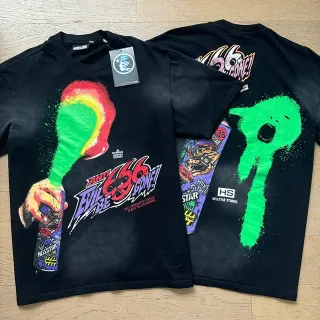 Hellstar Graphic-Print Spray-Paint Aesthetic T-Shirt