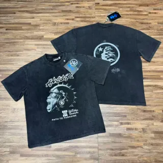 Hellstar Path To Paradise Acid-Wash Black Graphic T-Shirt