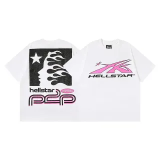 Hellstar White Pink Graphic-Print Oversized Fit T-Shirt