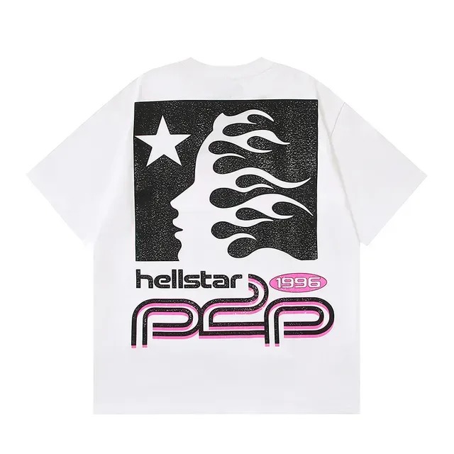 Hellstar সাদা গোলাপি গ্রাফিক-প্রিন্ট ওভারসাইজড ফিট টি-শার্ট 7