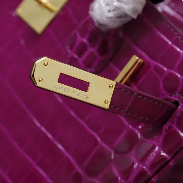 Hermès Birkin চকচকে ক্রোকোডাইল এমবসড কালো গোল্ড হার্ডওয়্যার টোট ব্যাগ 2