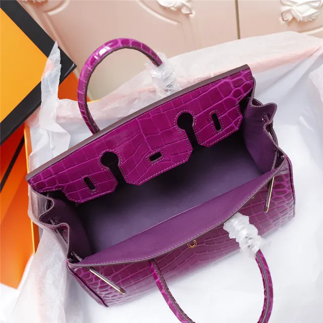 Hermès Birkin চকচকে ক্রোকোডাইল এমবসড কালো গোল্ড হার্ডওয়্যার টোট ব্যাগ 3