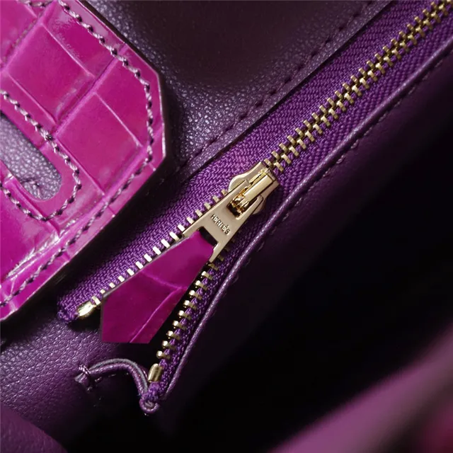 Hermès Birkin চকচকে ক্রোকোডাইল এমবসড কালো গোল্ড হার্ডওয়্যার টোট ব্যাগ 4