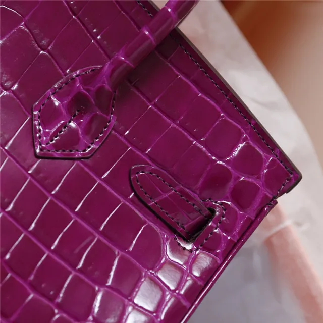 Hermès Birkin চকচকে ক্রোকোডাইল এমবসড কালো গোল্ড হার্ডওয়্যার টোট ব্যাগ 5