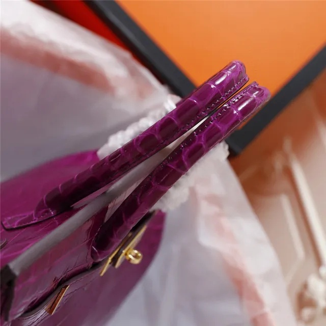 Hermès Birkin চকচকে ক্রোকোডাইল এমবসড কালো গোল্ড হার্ডওয়্যার টোট ব্যাগ 6
