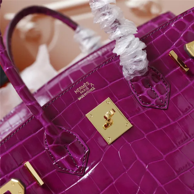 Hermès Birkin চকচকে ক্রোকোডাইল এমবসড কালো গোল্ড হার্ডওয়্যার টোট ব্যাগ 7
