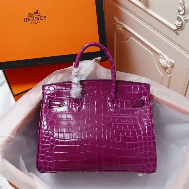 Hermès Birkin চকচকে ক্রোকোডাইল এমবসড কালো গোল্ড হার্ডওয়্যার টোট ব্যাগ 8