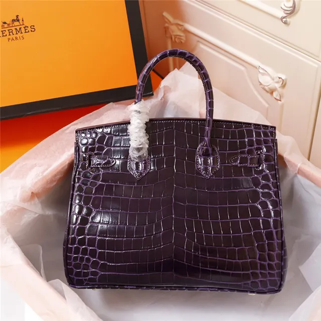 Hermès Birkin চকচকে ক্রোকোডাইল এমবসড কালো গোল্ড হার্ডওয়্যার টোট ব্যাগ 11