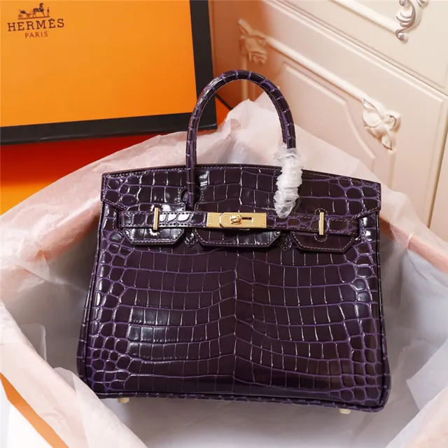 Hermès Birkin চকচকে ক্রোকোডাইল এমবসড কালো গোল্ড হার্ডওয়্যার টোট ব্যাগ 19