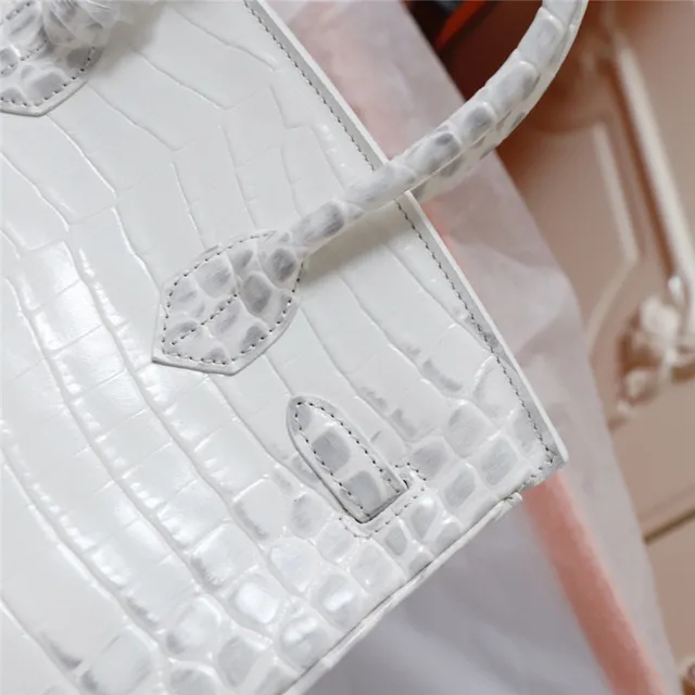 Hermès Birkin চকচকে ক্রোকোডাইল এমবসড কালো গোল্ড হার্ডওয়্যার টোট ব্যাগ 22