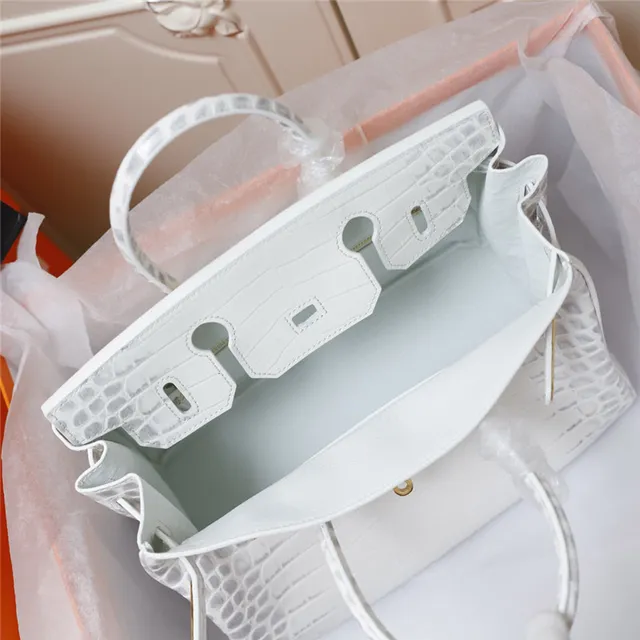 Hermès Birkin চকচকে ক্রোকোডাইল এমবসড কালো গোল্ড হার্ডওয়্যার টোট ব্যাগ 24