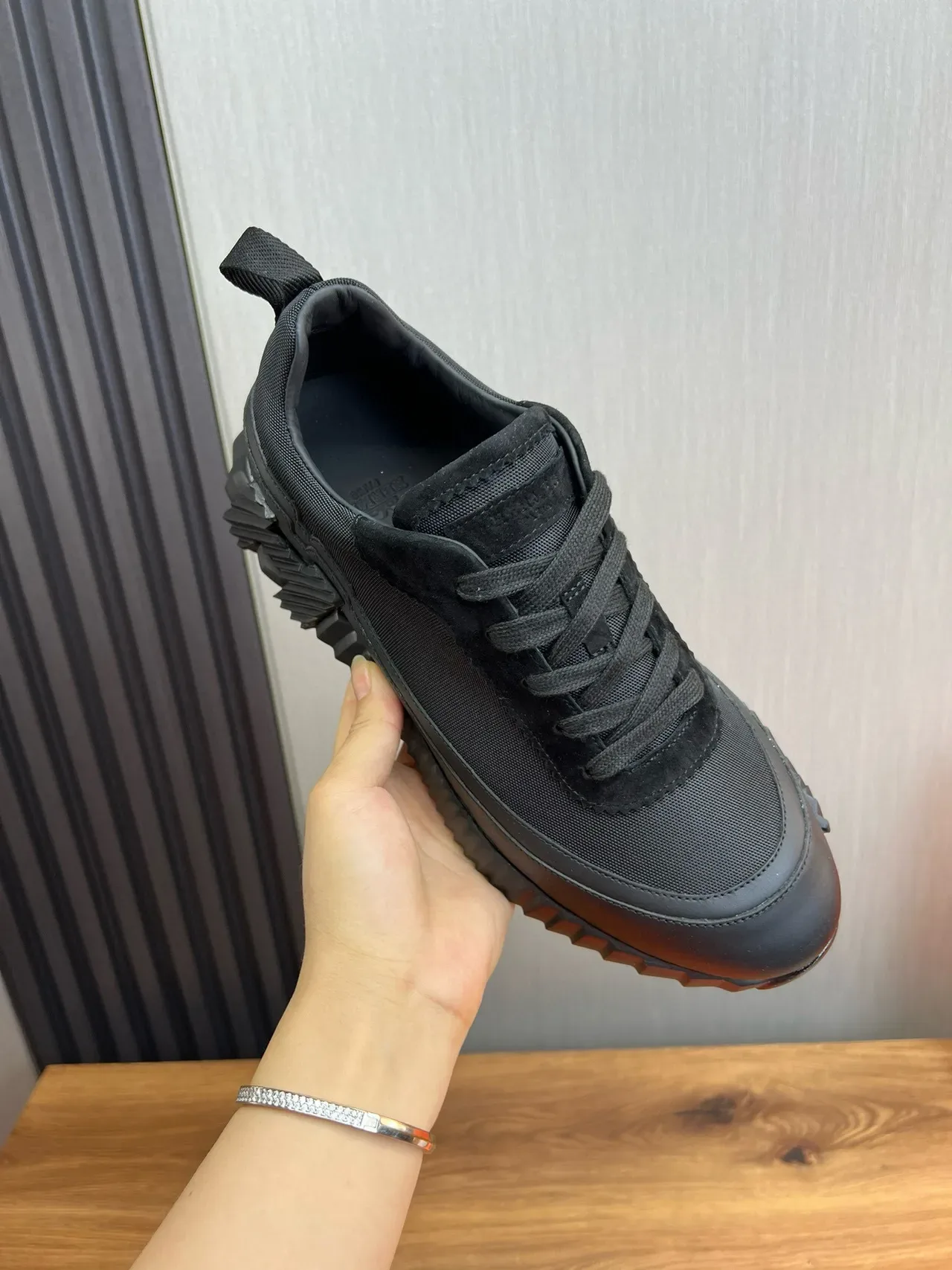 Hermès Black Mesh And Suede Upper Sculpted Ridged Rubber Sole Lifestyle Sneakers 9