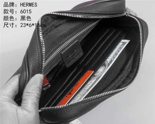 Hermès Bolso cruzado rectangular de cuero negro pebbleado 3