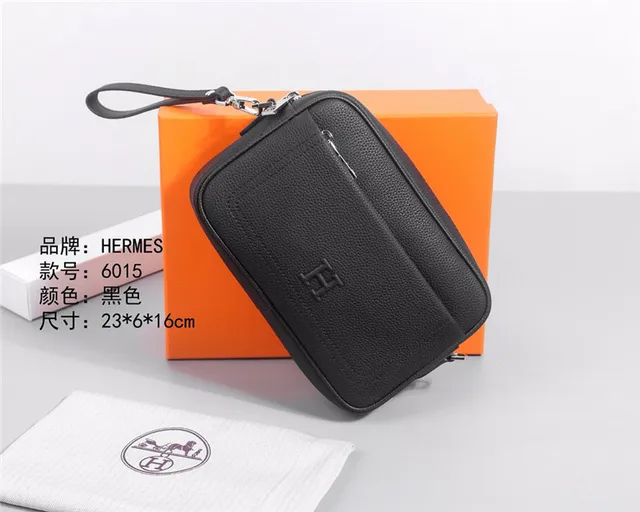 Hermès Bolso cruzado rectangular de cuero negro pebbleado 8