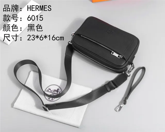 Hermès Bolso cruzado rectangular de cuero negro pebbleado 9