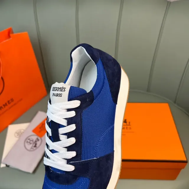 Hermès Blue and Navy Suede Mesh Low-Top Lifestyle Sneaker 2