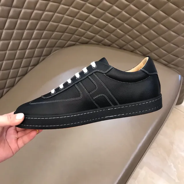 Hermès Chypre Preto Laranja H-Motif Painel Lateral Costura Contraste Branca Lifestyle Sneakers 3