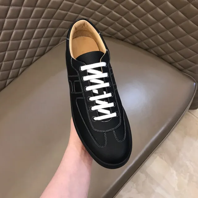 Hermès Chypre Preto Laranja H-Motif Painel Lateral Costura Contraste Branca Lifestyle Sneakers 4